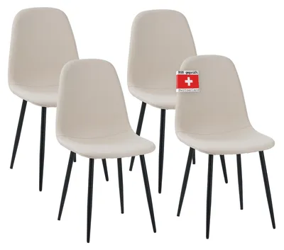 Obrázok produktu pre Jedálenská stolička Albatros BARI s látkovým poťahom, sada 4 stoličiek v béžovej farbe, štýlový vintage dizajn, nosnosť 110 kg, čalúnená stolička - moderná kuchynská stolička