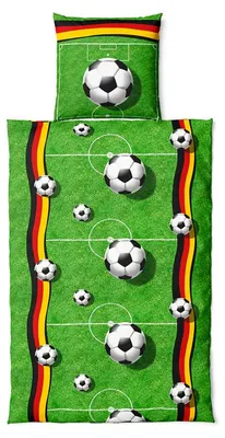 Productafbeelding van MF beddengoed, voetbalveld print, 65 gsm, effen kleur aan de achterkant
