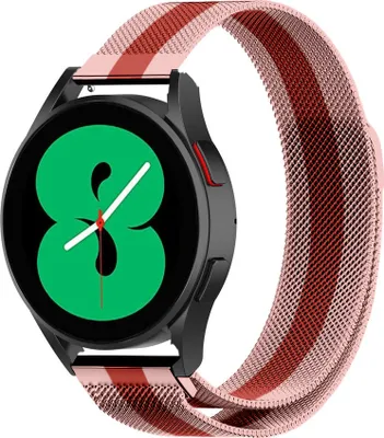 Produktbild von Strap-it Milanese Armband - Kompatibel mit Samsung Galaxy Watch 4 Armband 44mm Edelstahl Armband mit Magnetverschluss - Ersatzarmband - Hochwertiges Material - für Samsung Galaxy Armband Rot