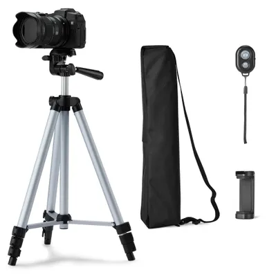 Productafbeelding van A. Basis statief voor telefoon en DSLR-camera, 127 cm (50 inch), lichtgewicht, met tas