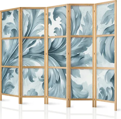 Produktbild von 5-teiliger Einseitiger Vlies Japanischer Paravent - Botanical Motif with Leaves and Vines in Sandy Colors 225x172 cm Blumen f-H-10019-bh-b