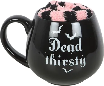 Produktbild von Something Different - Tasse/Socken-Set "Dead Thirsty", 500ml SD10017 (Einheitsgröße) (Schwarz/Pink)