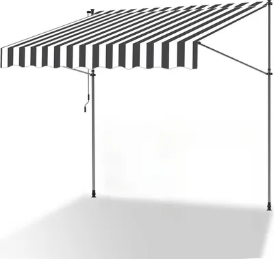 Immagine prodotto di Tenda da sole a pinza Aopunly 250x120cm Tenda da sole per balcone regolabile in altezza con manovella Protezione solare senza foratura per terrazza e balcone Grigio Bianco