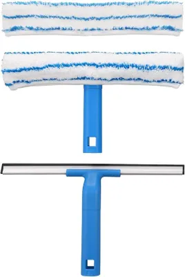 Produktbild von Famanu Fensterwischer-Set (30 cm) mit Silikonlippe und Mikrofasertuch – 2-in-1 Fensterreiniger für Bad, Dusche, Glas und Auto
