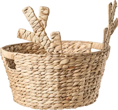 Produktbild von BELIANI Korb aus geflochtener Wasserhyazinthe dekorativ weihnachtlich mit Hirschohren-Accessoires