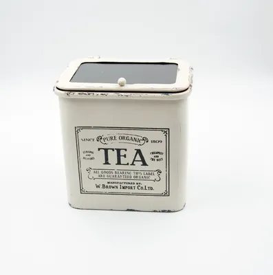 Produktbild von Teedose mit Glasdeckel Cremefarben Landhausstil Shabby Chic