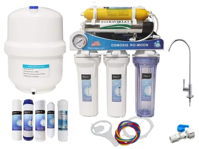 Imagen del producto de Filtro de agua por ósmosis inversa de 7 etapas con filtro UV - Capacidad de 75 GPD - Fabricado en metal