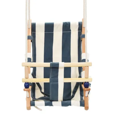 Produktbild von "Winter Sale" Babyschaukel mit Sicherheitsgurt Baumwolle Holz Blau - clorisNeu133856 - Schaukeln