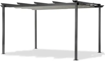 Produktbild von Leco Aluminium Pergola mit Faltdach lichtgrau 4 x 3 m