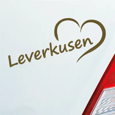 Produktbild von Auto Aufkleber Leverkusen Herz Heart Stadt City Liebe Love 18x8 cm Gold Sticker Heckscheibenaufkleber