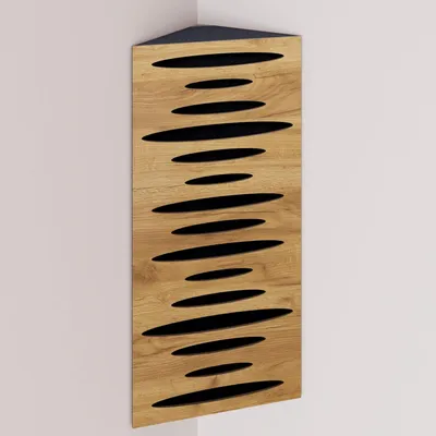 Immagine prodotto di Confezione da 2 – Trappola acustica angolare stretta con rivestimento in velluto | 50x23x10 cm | Riflessione - Isolamento acustico | [PULSE - Rovere | Nero]