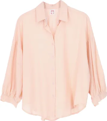 Produktbild von Boho Longbluse, Basic Oversize Baumwoll Bluse mit Langen Ärmeln - Rosa, Damen, Pink, Baumwolle, Blusen & Tunikas