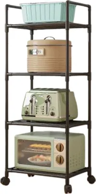 Immagine prodotto di INF Scaffale da cucina a 4 ripiani in metallo nero, mobile e pratico