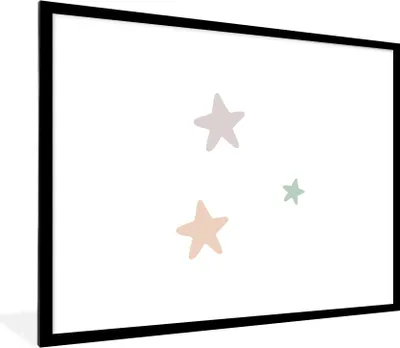 Produktbild von MuchoWow® Gerahmtes Poster Sterne - Pastell - Mädchen - Jungen - Kinder 80x60 cm - Poster mit Schwarzem Bilderrahmen Wandposter Rahmen Foto Bilder - Schlafzimmer-Dekorationen - Fotoposter
