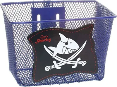 Immagine prodotto di Cestino per bambini Bike Fashion "Caeptn Sharky" in metallo con supporto per manubrio blu, colorato