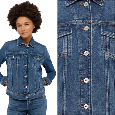 Zdjęcie produktu dla MUSTANG, damska kurtka jeansowa Santa Rosa, rozmiar S, ciemnoniebieski denim, kurtka jeansowa, kurtki jeansowe