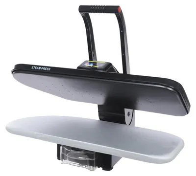 Image de Presse à repasser à vapeur pour vêtements - 1600 W - Semelle de 66 cm - Réservoir d'eau de 1 L - 5 programmes pour différents types de tissus - Écran tactile - Prise UE 220-240 V - Noir