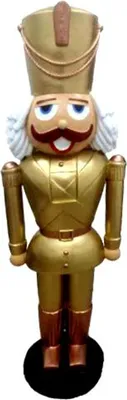 Produktbild von Casa Padrino Deko XXL Skulptur Nußknacker Gold mit Uniform Lebensgross 180 cm - Weihnachten Weihnachtsdeko Kaufhausdeko
