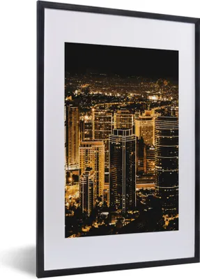 Produktbild von MuchoWow® MuchoWow® Gerahmtes Poster Gold - Straßen - Skyline 40x60 cm - Poster mit zchwarzem Bilderrahmen - Poster in Rahmen