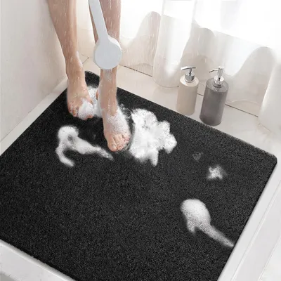 Productafbeelding van Antislip douchemat, 60x60 cm, PVC-loofah met afvoer. Sneldrogend, zwart