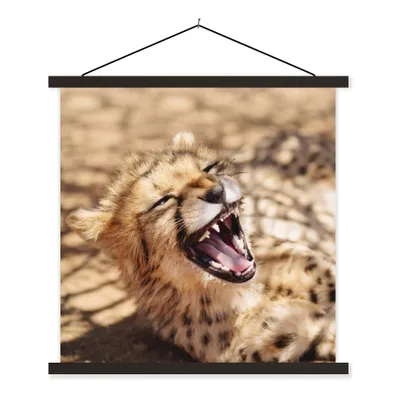 Produktbild von MuchoWow® Textilposter Gepard - Tier - Nahaufnahme 60x60 cm mit schwarzem Rahmen - Posteraufhänger