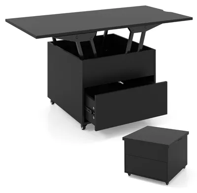 Produktbild von Verstellbarer Couchtisch mit Stauraum und Liftfunktion, Schwarz
