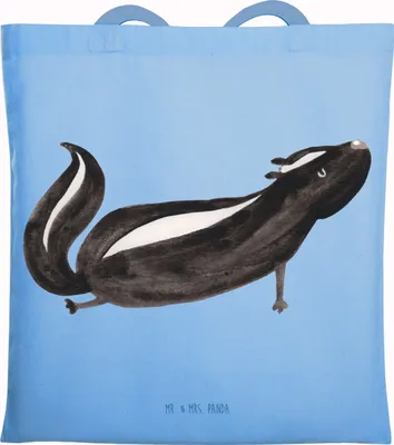 Produktbild von Mr. & Mrs. Panda Tote Bag Stinktier Yoga - Sky Blue - Geschenk, Shopping Tasche, Schultasche, Wildtier, Lache, Laptoptasche, Liebe, Jutetasche, Einkaufstasche, Raubtier