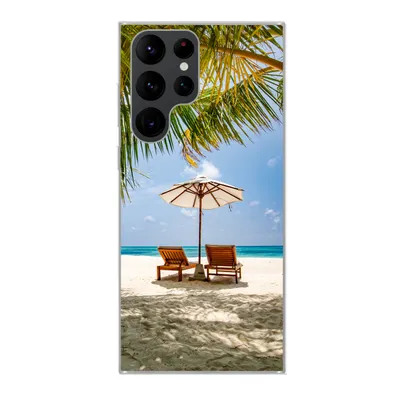 Produktbild von MuchoWow® Handyhülle Schutzhülle Hülle für Samsung Galaxy S22 Ultra Strand - Strandkorb - Sonnenschirm Silikon Softcase Handy Hülle - Abbildung