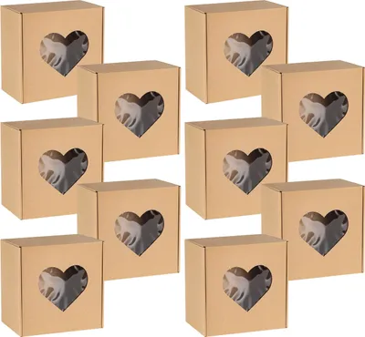 Produktbild von Quadratische Schachtel mit Herzfenster, Geschenkschachtel 20x20x10cm x10