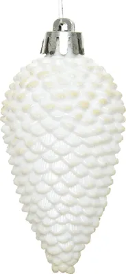 Produktbild von Christbaumschmuck Zapfen Kunststoff 8cm winterweiß, 6 Stück