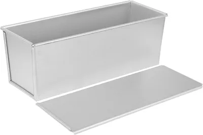 Image de Moule à pain en alliage d'aluminium avec couvercle, 1 pièce, couleur argent, antiadhésif et réutilisable