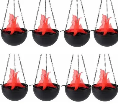 Image de 8 lampes artificielles 3D en forme de flamme, éclairage décoratif en forme de flamme artificielle, effet de feu simulé, idéal pour la décoration de fêtes d'Halloween