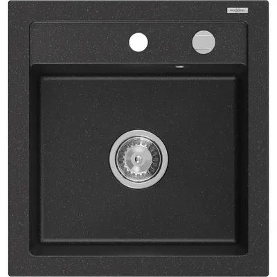 Obrázok produktu pre Mexen Vito granitový jednokomorový drez 520 x 490 mm, čierna/strieborná metalik - 6503521000-73