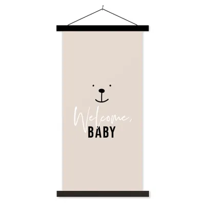 Produktbild von MuchoWow® Textilposter Sprichwörter - Baby - Zitate - Willkommen Baby - Kinder - Kinder 60x120 cm mit schwarzem Rahmen - Magnete