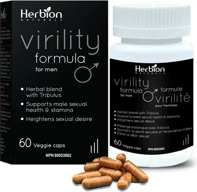 Produktbild von Herbion Naturals Virility Formula – Bessere Energie, Kraft, Leistung und Ausdauer – Nicht hormonell, nicht steroidal – 60 vegetarische Kapseln