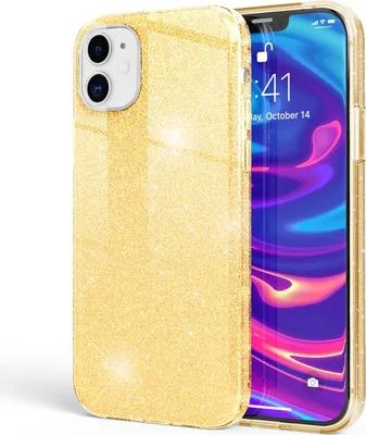 Produktbild von NALIA Glitzer Handy Hülle für iPhone 12 Mini, Bling Case Glitter Cover Schutz Gold