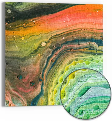 Produktbild von DEQORI Hybrid Leinwand Bild 50x50 cm 'Organische Vielfalt' Wandbild Glas flach modern