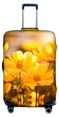 Produktbild von Elastische Gepäckabdeckung in Gelb mit Blumenmotiv, waschbar und kratzfest, Größe S