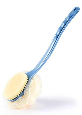 Obrázek produktu pro Oboustranná koupelová kartáč 2 v 1 koupelová kartáč s dlouhou rukojetí a měkkými štětinami, masážní koupelová kartáč