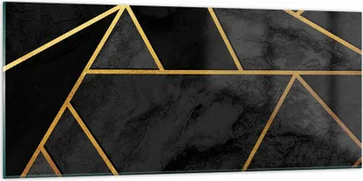 Produktbild von Bilder auf glas - Einteilig - Abstraktion Gold Schwarz - 120x50cm - Glasbilder - Wandbilder - Bilder - zum Aufhängen bereit - Wanddekoration aus Glas - Glas Bilder - Wandbild auf Glas - GAB120x50-4358