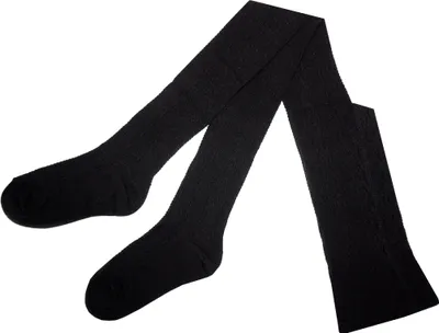 Produktbild von Kinderstrumpfhosen für Mädchen aus Baumwolle Rustikale: Zopfmuster Schwarz Größe 98-104