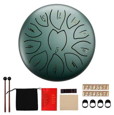 Produktbild von Stahl-Zungentrommel - 15 cm - 10 Töne - Handpan - Percussion-Instrument - Meditation und Klangheilung - Bordeauxrot