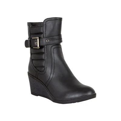 Produktbild von LOVENESS, Damen Keilabsatzstiefel Stiefeletten leicht gefuetterte Stiefel Boots, Farbe Schwarz, EU 41