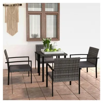 Produktbild von 5-teiliges Outdoor-Möbel-Set aus Polyrattan in Grau