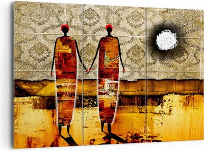 Produktbild von Bild auf Leinwand - Leinwandbild - Paar afrika wüste folklore - 165x110cm - Wand Bild - Wanddeko - Leinwanddruck - Bilder - Kunstdruck - Wanddekoration - Leinwand bilder - Wandkunst - CE165x110-0659