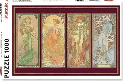 Productafbeelding van Mucha Die Vier Jahreszeiten, metalen puzzel, 1000 stukjes