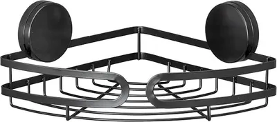 Produktbild von PolkaHome® Static-Loc® Plus Pavia Eckregal Schwarz – Badregal ohne Bohren, 27 x 9,8 x 20 cm, Stahl