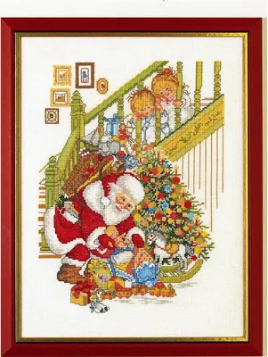 Produktbild von Eva Rosenstand Kreuzstich Set "Weihnachtsmann mit 2 Kindern", Zählmuster, 30x40cm