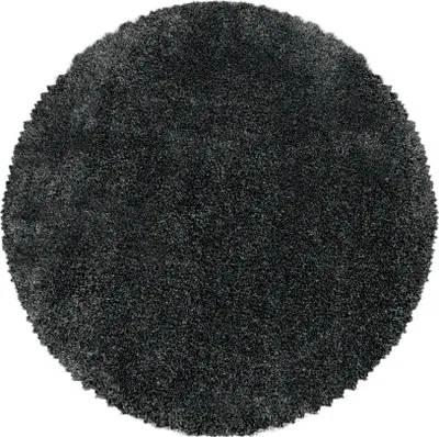 Produktbild von Teppich Wohnzimmer Hochflor Grau 80x80 Rund Unicolor - Einfarbig aus Polyester