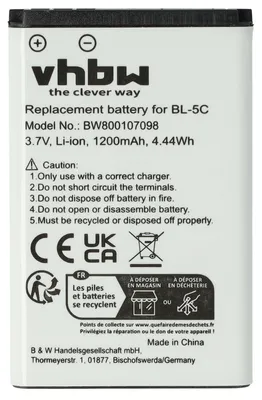 Produktbild von vhbw Akku Ersatz für Telekom A051 für Handy Smartphone Telefon (1200 mAh, 3,7 V, Li-Ion)